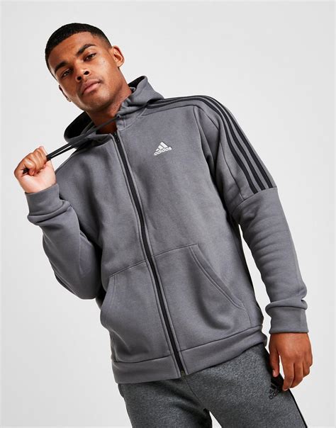 adidas zip hooide|Adidas zip hoodie men grey.